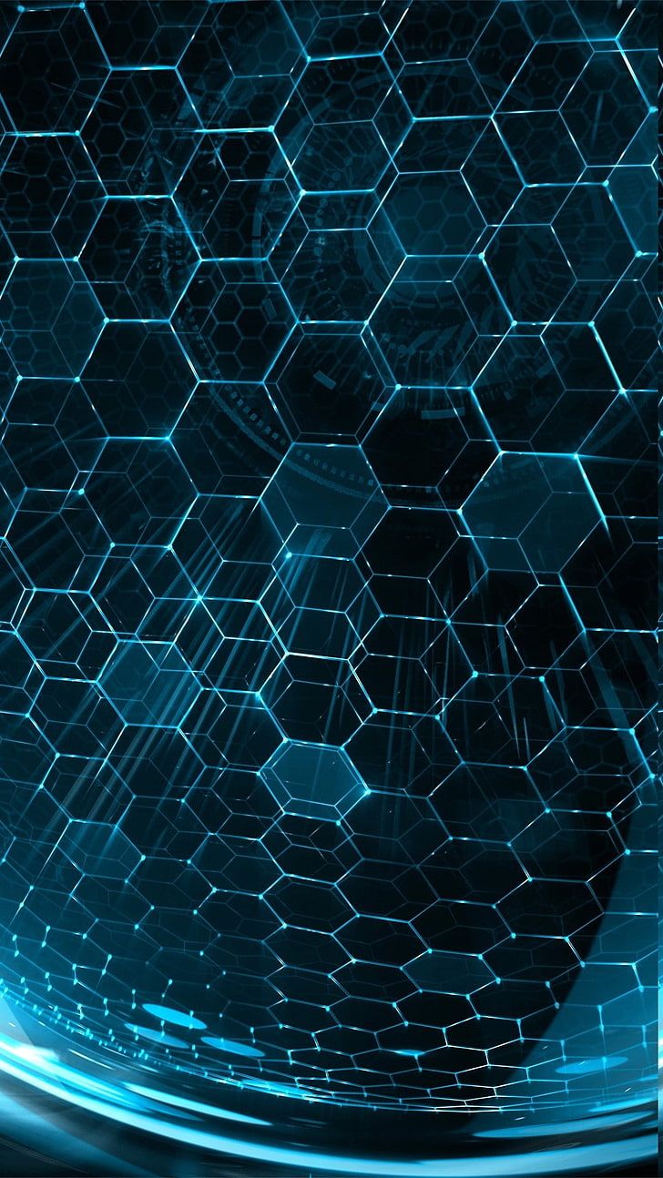 728x1294 HD wallpaper: 3d, abstract, blue, digital art, geometry, Glowing