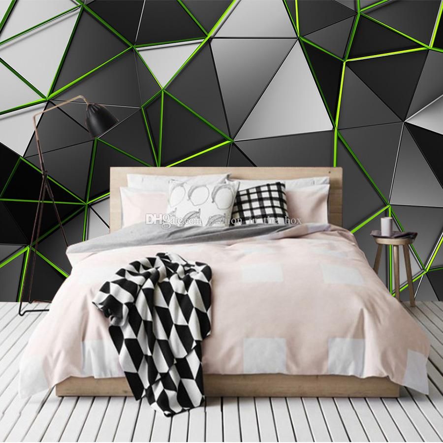 900x900 3D Creative Wallpaper Geometry Green Line Wall Mural 3D Wallpaper