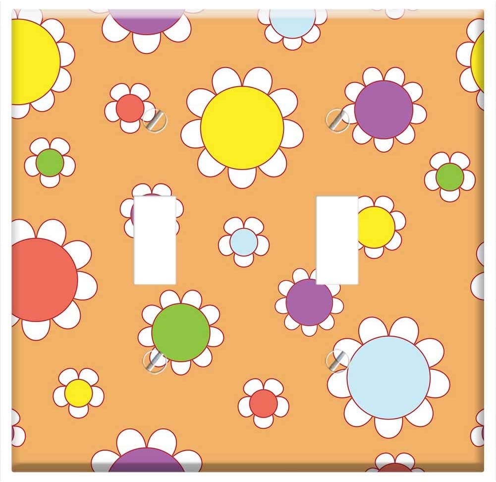 1001x972 Switch Plate Double Toggle - Floral Flowers Retro 1960S 60S