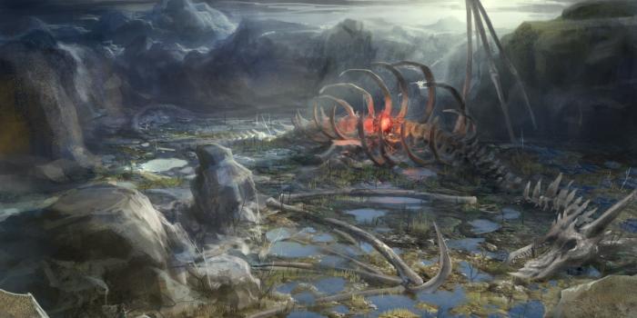 3000x1771 dragon bones | Dragon bones, Fantasy landscape, Fantasy art