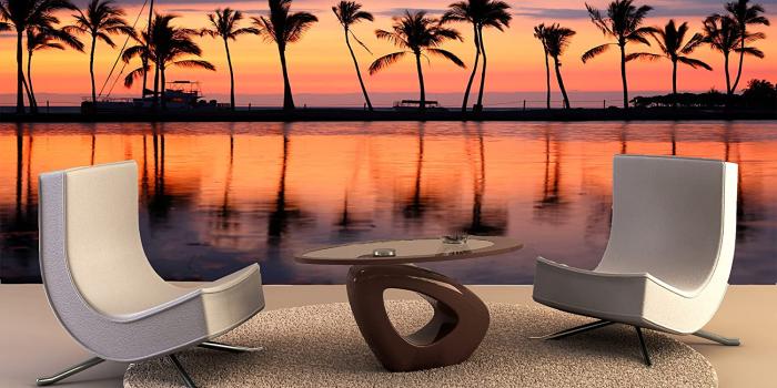 1500x1110 Wallpaper Mural Paradise beach sunset tropical palm trees Wall Art