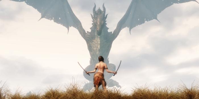 2560x1440 women, video games, dragons, fight, screenshots, swords, dead end