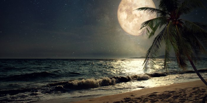 5120x3840 Beautiful Fantasy Tropical Beach With Milky Way Star in Night