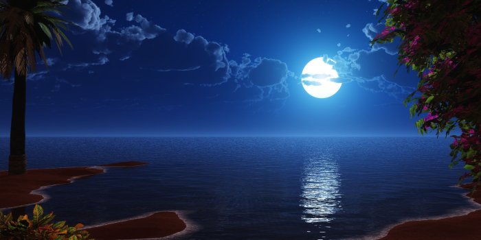 3840x2160 Download 3840x2400 wallpaper tropical beach, coast, full moon