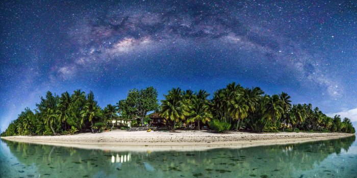 3840x2160 Aitutaki Cook Islands Night On Tropical Island Palm Trees