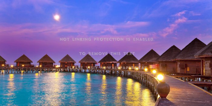 2048x1366 tropical night beach villas oceans sky huts