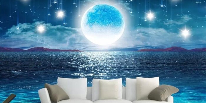 1000x800 beibehang Water Moonlight Beautiful Night Starry Sky TV Background