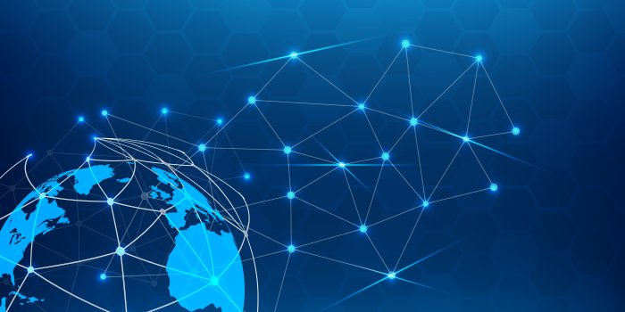 5000x3125 Blue technology abstract background with white line dot. Business