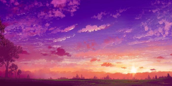 2000x704 Purple Anime Scenery Wallpapers