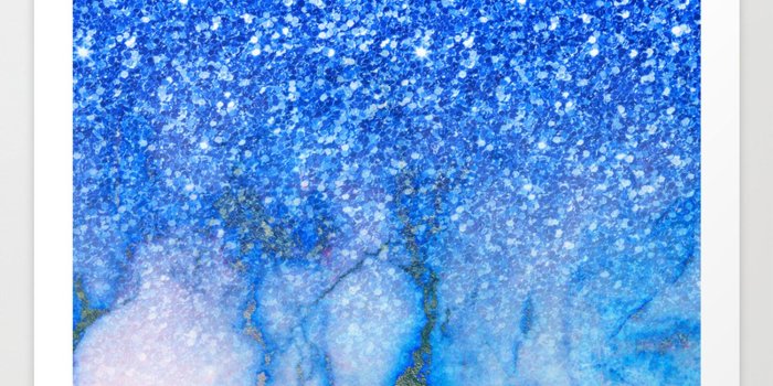 1500x1500 Blue glitter and marble ombre Art Print by artonwear | Society6