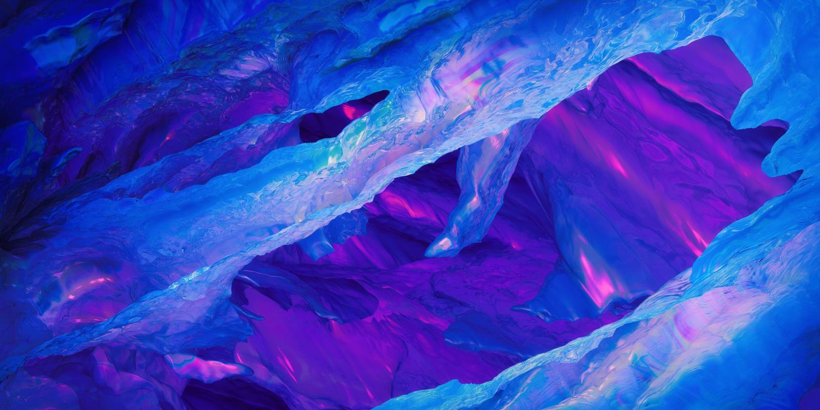 4320x2160 Ice Frost Blue Purple Neon Abstraction 4k | Black, blue wallpaper