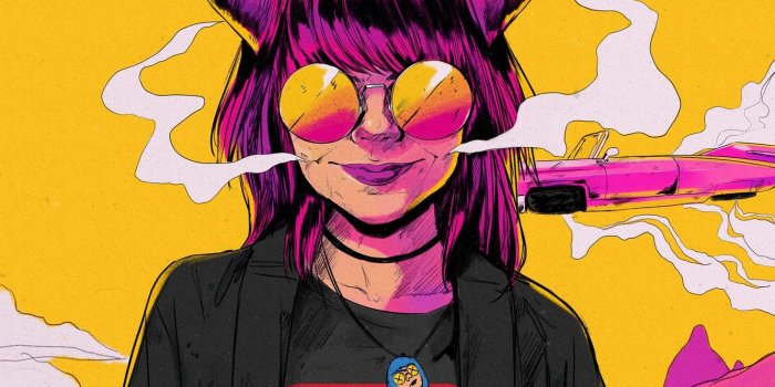 1332x850 Wallpaper Girl, Glasses, Smile, Style, Face, Girl, Horns, Art, Art
