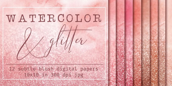 1500x1176 Glitter watercolor digital paper clipart Ombre paper pack | Etsy