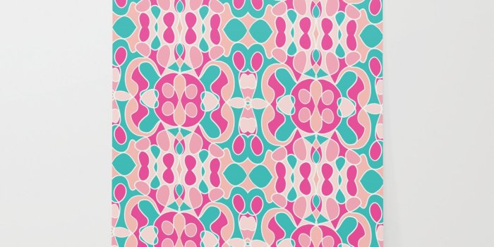 1500x1500 Girly Modern Pink Coral Teal Abstract Geometric Wallpaper by