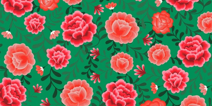 1650x1070 Green Frida Kahlo Floral Pattern Wallpaper Mural | Floral pattern