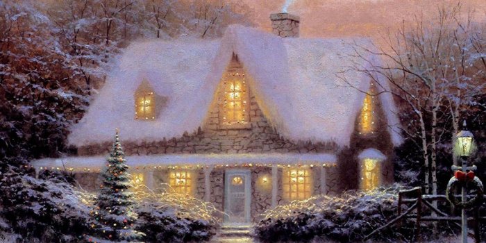 1280x1024 Picture Thomas Kinkade christmas Pictorial art