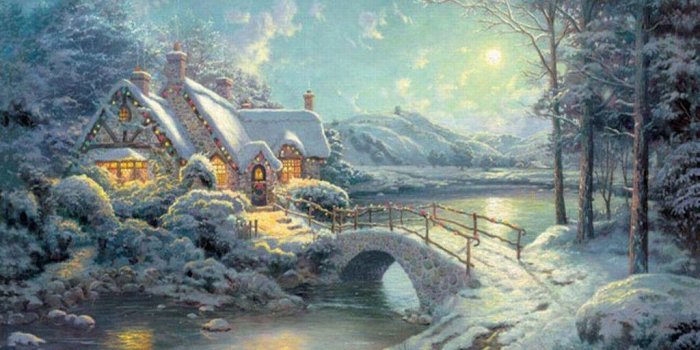 1024x768 Thomas Kinkade Christmas Backgrounds