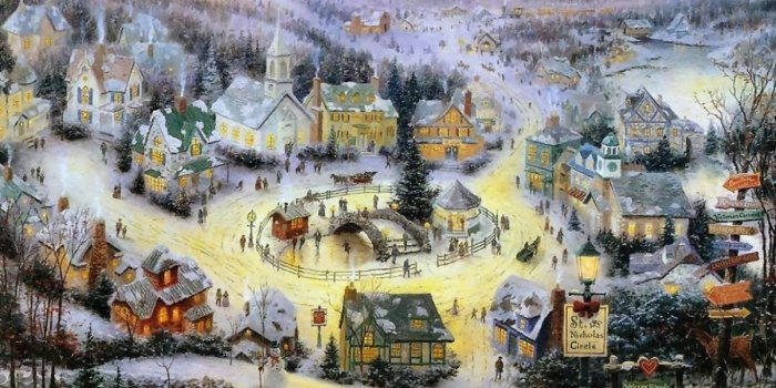 1366x768 Thomas Kinkade Christmas Wallpapers Wallpapers Cave Desktop Background