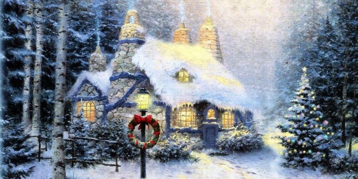 1332x850 Wallpaper landscape, winter, Windows, picture, Christmas