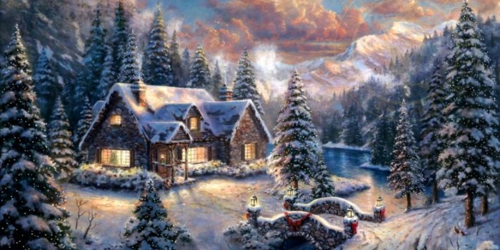 1116x762 Thomas Kinkade Winter Wallpaper posted by John Johnson