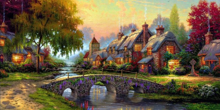 1900x1188 Thomas, Kinkade, Cottage, Paintings, Wallpaper, Desktop Images