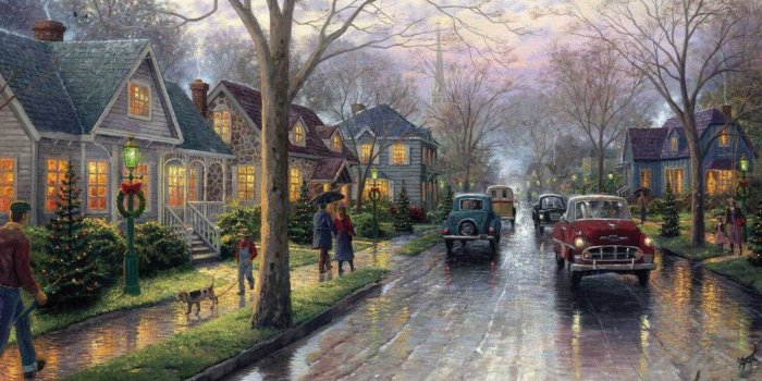 1920x1200 Free download Thomas kinkade christmas tree christmas painting