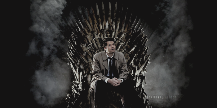 1280x709 Ship Free Cas Stan Club — Castiel Sitting In the Iron Throne