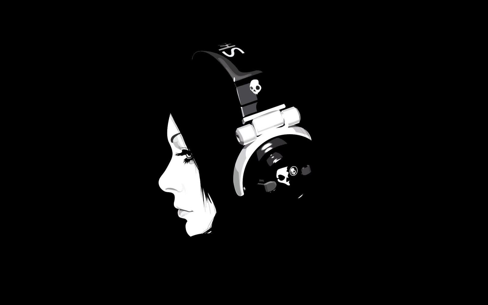 1920x1200 skullcandy headphones girl monochrome black background 1920x1200