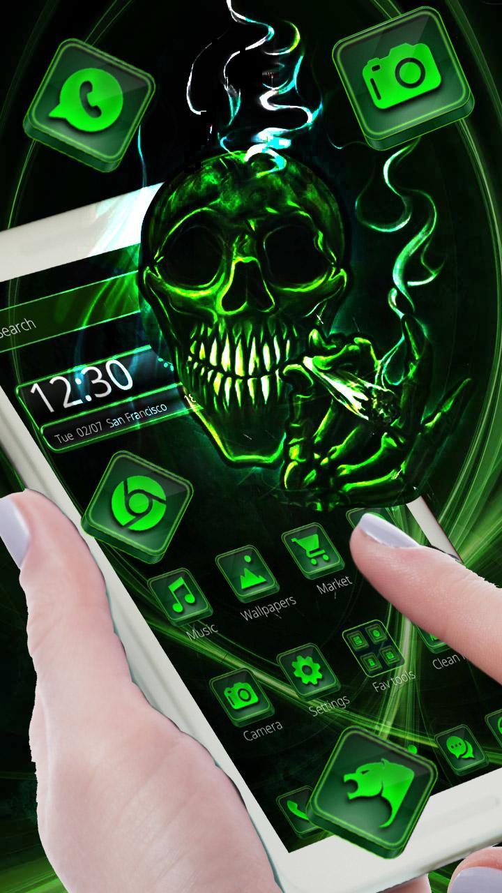 720x1280 Smoking Neon Green Skull Theme for Android - APK Download