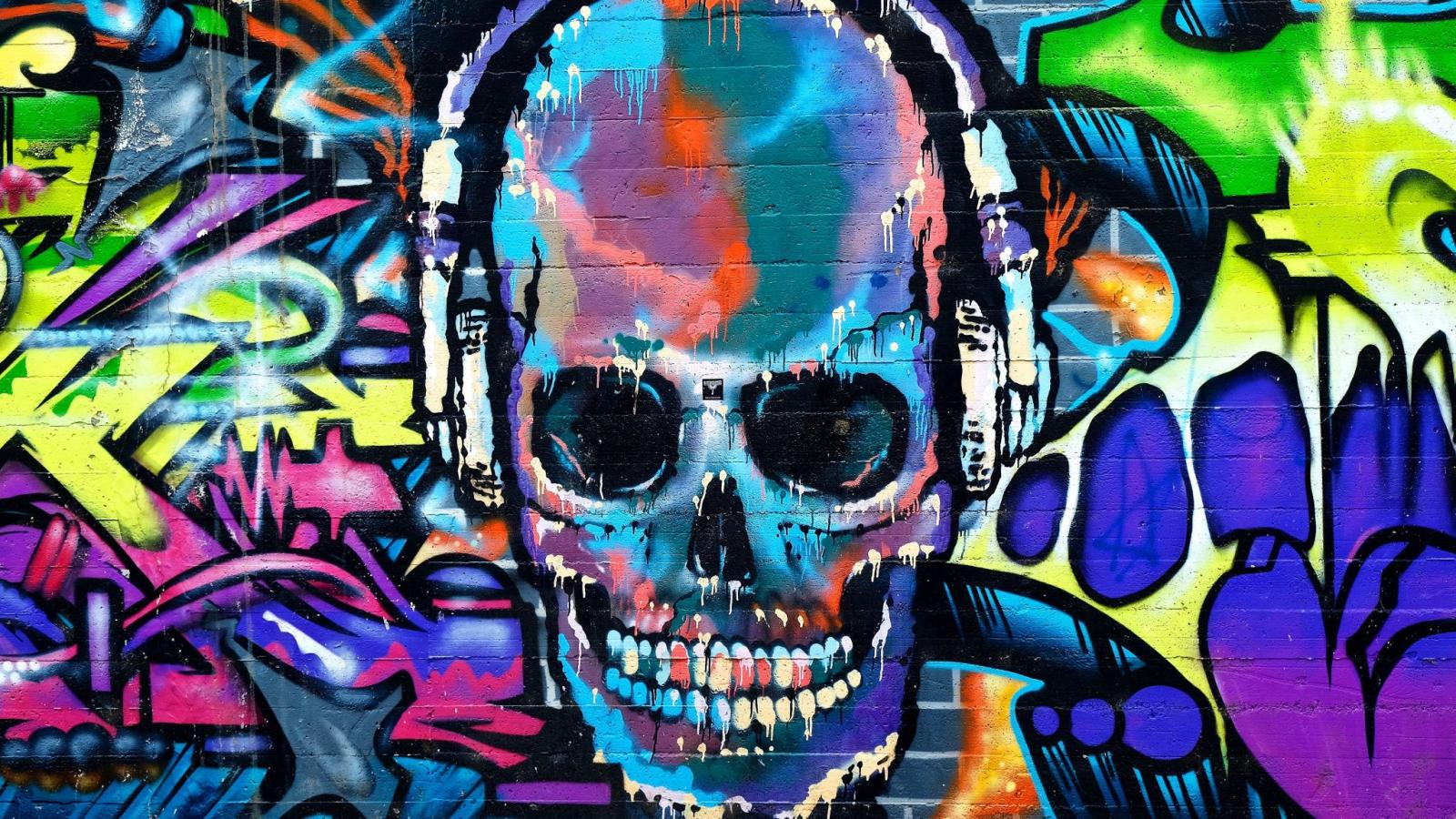 2048x1152 Skull Headphones Wallpaper