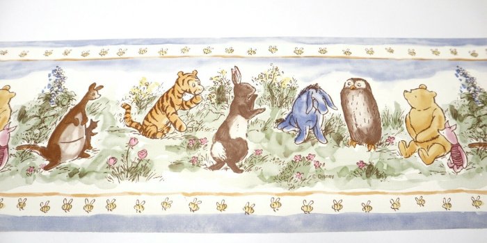 1600x1066 DISNEY Classic Winnie The Pooh Bear Baby Blue Nursery Wallpaper