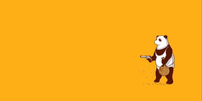 1920x1080 Panda with pistol wallpaper, minimalism, panda HD wallpaper