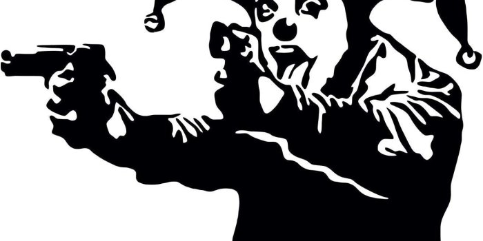 1316x1444 Amazon.com: Banksy Vinyl Wall Decal Joker Clown with Guns - Jester