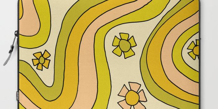 1500x1500 groovy rainbow flower power wallpaper vibes Laptop Sleeve by