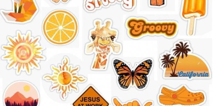 816x1056 Orange Sticker Pack bright orange dark orange sticker light orange