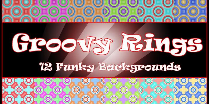 1200x1200 Digital Background Papers - Groovy Rings - 12 Funky Backgrounds