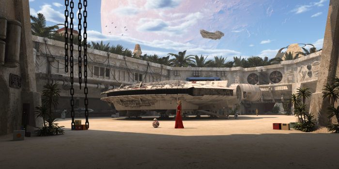 3840x2160 Millennium Falcon in dock 4k Ultra HD Wallpaper | Background Image