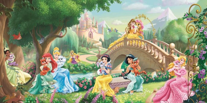 1600x1104 368x254cm Girls Room Green Wall Mural Wallpaper Disney Princess