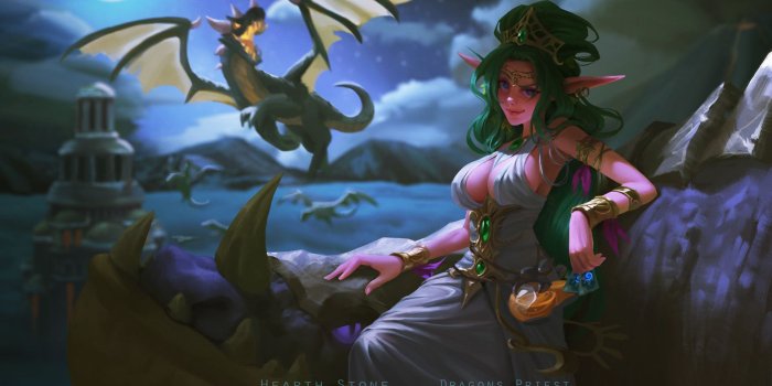 1920x1080 ArtStation - hearthstone fanart - Dragons Priest, Crazy JN