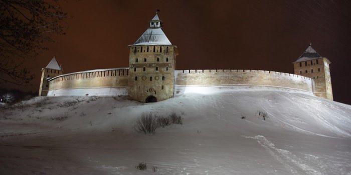 1332x850 Wallpaper winter, snow, night, the city, Wallpaper, tower, the
