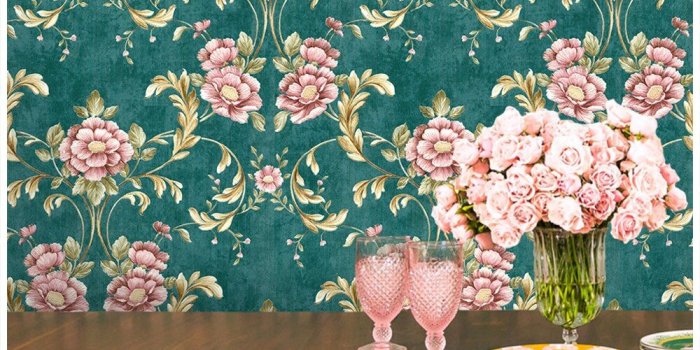 1000x1301 HaokHome Vintage Floral Wallpaper Country style 0.53m*10m Green
