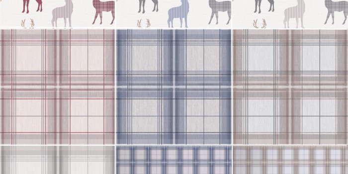 1800x1800 Country Check Stag Tartan Animal Print Wallpaper Woven Effect Blue