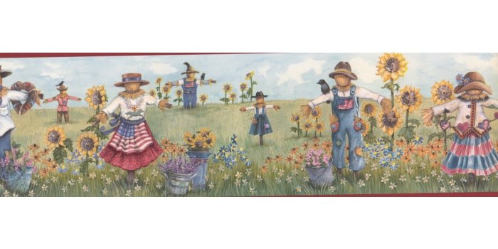 1200x900 Red Scarecrow Harvest Wallpaper Border