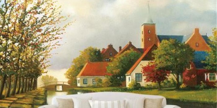 1024x944 Wallpaper Nordic Red House Country Landscape HD Living Room
