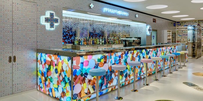 3682x2762 This Pharmacy-Inspired Restaurant Lives in an Art Gallery