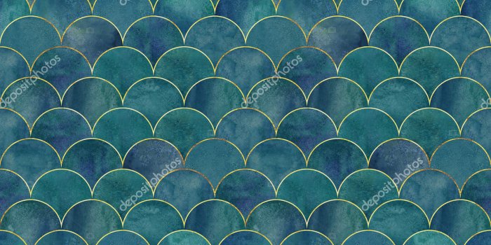 1600x1700 Mermaid Fish Scale Wave Japanese Luxury Seamless Pattern - Mermaid