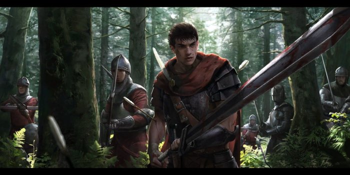 1422x800 Video game screenshot, Berserk, warrior, Black Swordsman, Guts HD