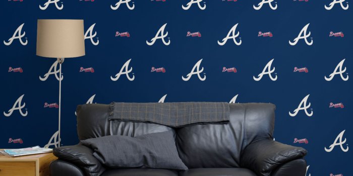 3000x3000 Atlanta Braves: Logo Pattern (Blue) - Officially Licensed Removable