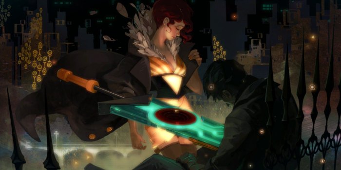 1920x1080 Red (Transistor), Transistor, Video games, Supergiant Games, Sword