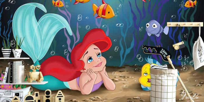 2427x1788 3D Cute Mermaid 1669 Wall Murals | AJ Wallpaper